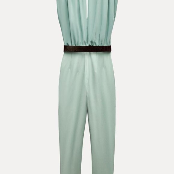 BRAND NEW ZARA BELTED JUMPSUIT WITH GATHERED SHOULDERS - Picture 4 of 7
